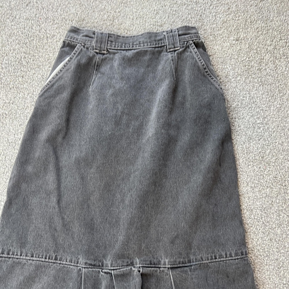 vtg‎ y2k denim Skirt Womens Size 9 Gray Trumpet Midi Front Slit fairycore goth - Picture 13 of 15